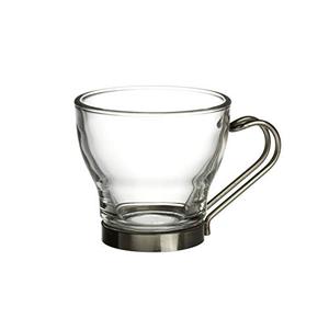 Bormioli Rocco Verdi Espresso Cup With Stainless Steel Handle, Set of 3, Gift Boxed, 3.5 ounces