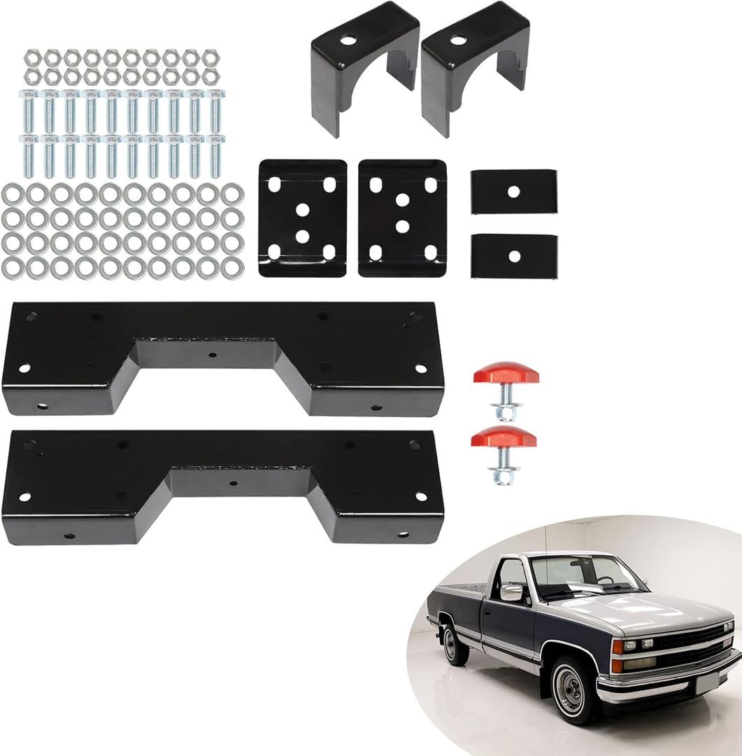6 Inch Rear Axle Drop Lowering Flip Kit & C-Notch Rear Support Replacement for Silverado C1500 1988-1998 2WD