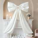 White Large Bow Decor Big Bow for Room, Coquette Giant Ribbon Tie for Birthday Party Backdrop Wall Decor, Bows Decor for Room Wedding Baby Shower Decorations (White, 24 x 36 Inches)