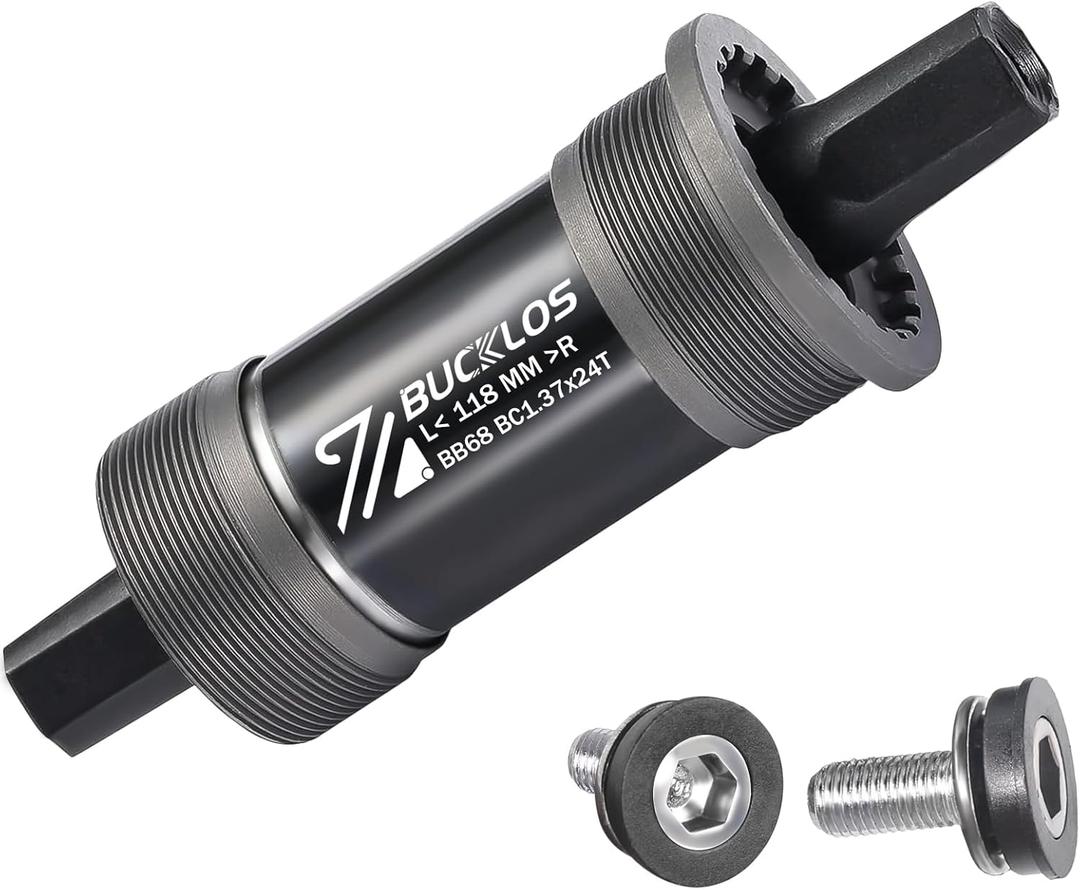 BUCKLOS Bike Square Taper Bottom Bracket - 68/80/90/100/110/120x110.5 113 116 118 122.5 127 140 152 156 166 174mm Bicycle BSA Brackets for Mountain/MTB/Road/Fat Bike/Ebike,BB68-Black, 118mm