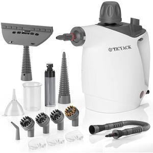 Ticyack Steam Cleaner, Handheld Steam Cleaner for Home, 16-Piece Steam Cleaner Kit with Automatic Steam Switch, Steamer for Kitchen, Bathroom, Car, Living Room and Multi-Surface Deep Cleaning (White)