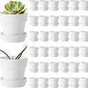 Lallisa 36 Pieces 3 Inch Mini Terracotta Pots with Saucers and Drainage Hole White Paintable Pottery Small Clay Pots for Crafts Mini Planters for Succulents Cactus Flowers Garden Crafts Wedding Decor