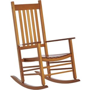Outsunny Outdoor Rocking Chair, Patio Wooden Rocking Chair with Smooth Armrests, High Back for Garden, Balcony, Porch, Supports Up to 353 lbs, Natural (1 Pack)