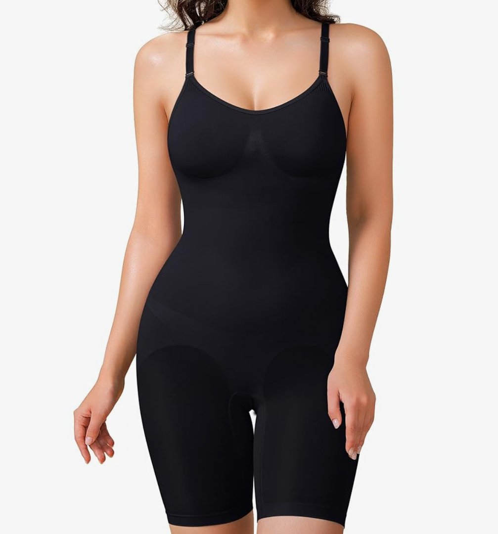 Waist Trainer Bodysuit for Women Tummy Control Shapewear Round Neck Seamless Butt Lifter Full Body Shaper L
