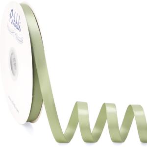 Ribbli Sage Green Satin Ribbon Double Faced Satin 1/2 Inch x Continuous 100 Yards-Spring Moss Ribbon for Gift Wrapping Crafts Wedding Decoration Bows Bouquet Floral Arrangement