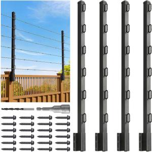 Fence Post Extender, 40" Fence Barbed Wire Extend Arm，for Outdoor Fences to Increase Height, Protect Privacy and Pets Jumping Off (4, 40in)