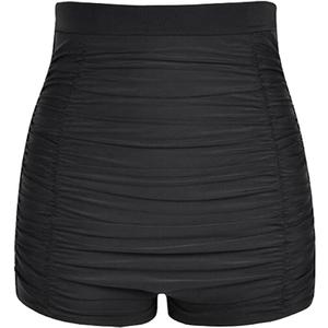 Women's Tankini Bikini Bottom High Waist Swim Shorts Briefs Shirred Tankini Bottom Sport Swimwear S-XXXL (10-12, Black2) L