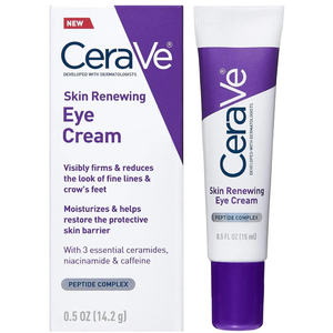 CeraVe Skin Renewing Eye Cream For Wrinkles, Under Eye Cream With Peptides + Caffeine + Niacinamide, For Wrinkles & Crows Feet, Paraben Free & Opthalmologist Tested
