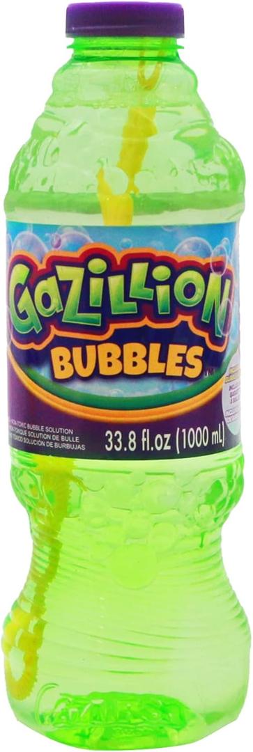 Gazillion Bubbles, Original Bubble Solution 1L - Create Bubbles with Premium Formula & 7-in-1 Bubble Wand - Non-Toxic & Safe (Green)