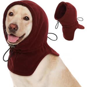 Dog Ear Warmer Covers for Noise, No Flap Ear Wrap for Dogs, Quiet Ears Dog Hoodie Anxiety Relief Dogs Hat Calming Hood Head Cover, Burgundy M