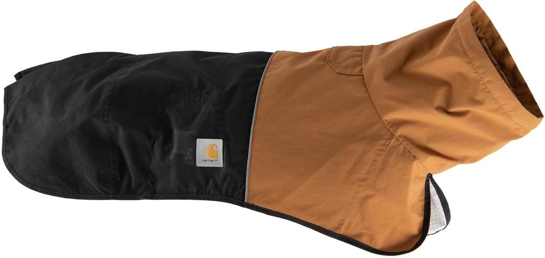 Carhartt Durable Dog Rain Jacket W/Waterproof Storm Defender Material and Adjustable Straps, Carhartt Brown/Black, Small