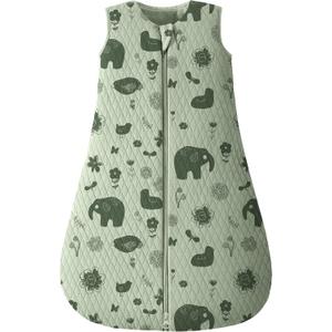 Looxii Baby Sleeping Bag 2.5 TOG 100% Cotton Winter Toddler Sleep Sack Baby Wearable Blanket for Boys and Girls 0-6 Months Elephant Green  12-18 Months