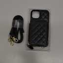 Bocasal Crossbody Wallet Case for iPhone 15, RFID Blocking PU Leather Zipper Handbag Purse Flip Cover, Kickstand Folio Case with Card Slots Holder Wrist Strap Lanyard 5G 6.1 Inch (Black)