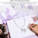 Silkfly 12 Pcs Thank You Gift Bags with Handle 12x10x4'' Welcome Elegant Gifts Bag with Bow Ribbon for Mother's Day Wedding Graduation Bridesmaid Baby Shower Birthday Housewarming (White,Lavender)