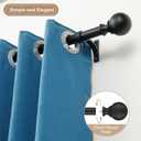 Matte Black Curtain Rods 28 to 86 Inch, Decorative Curtain Rods with Round Finials, Heavy Duty 1-Inch Telescoping Drapery Rods, Splicing Decorative Curtain Rods Matte Black