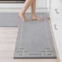 BEQHAUSE Kitchen Rugs Non-Slip Washable [2 PCS], Machine Washable Kitchen Mats Absorbent Soft Kitchen Runner Rugs for Floor,Sink,Hallway,Laundry,20x32+20x48, Grey