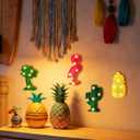 Bigmeta Hawaiian Party Decorations Lights - 4 Shapes Flamingo Cacti Pineapple Palm Tree Mini LED Sign Lamps for Summer Beach Tropical Party Decor Supplies