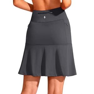 SANTINY 19" Golf Skorts Skirts for Women Zipper Pockets Knee Length Skort Women's High Waist Athletic Tennis Skirt M