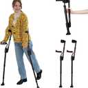 FlexiCrutch (x2 Unit, Open Cuff) Forearm Crutches for Adults Seniors, Red Dot Award Winner, Foldable Lightweight Mobility Aid, Adjustable Height Ergonomic Handle, Non-Slip, Surgery Recovery