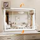 Vanity Mirror with Lights, 33"x23" Hollywood Lighted Makeup Mirror for Tabletop & Bedroom 3 Color Lighting Modes Smart Touch Control 360 Rotation Detachable