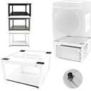 Washer and Dryer Pedestal - 27" W, 16" H, White Steel Universal Fit with Major Brands, Leak-Proof Laundry Pedestal with Drain Pan & Hose, Washer and Dryer Stand for Back Pain Relief, 800 lbs Capacity
