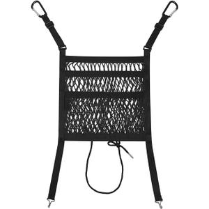 Car Mesh Organizer, Seat Back Net Bag, Barrier of Backseat Pet Kids, Cargo Tissue Purse Holder, Driver Storage Netting Pouch (3-Layer Black)