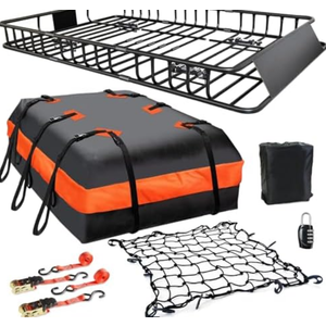 MeeFar Roof Rack Carrier Basket Universal Rooftop 65" X 39" X 6" Large Size Roof Rack + Waterproof Bag 20 Cubic Feet (51" 40" 17"),