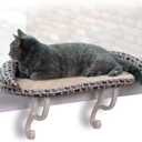 K&H Pet Products Bolster Kitty Sill Cat Window Perch Bed for Large Cats, Orthopedic Window Hammock Holds 40 lbs, Washable Cover, Indoor Windowsill Furniture Bed Seat - Tan/Kitty Unheated 14 X 24in