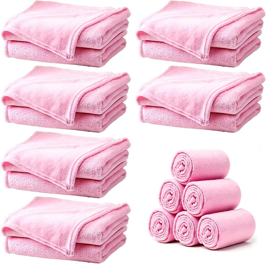 6 Pack Sherpa Fleece Throw Blankets Bulk Soft Fuzzy Wedding Guest Throw Blanket Wedding Flannel Throw-Blanket for Spa Slumber Movie Night Wedding (Pink)