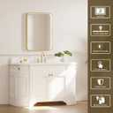 LED Bathroom Mirror with Lights, 20x28 Inch Brushed Gold Metal Frame LED Mirror for Bathroom, Stepless Dimmable 3 Colors Wall Mounted Lighted Bathroom Vanity Mirror, Anti-Fog, Memory