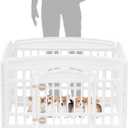 IRIS USA Dog Playpen with Door, 24 4 Panel Pet Exercise Pen Indoor Outdoor Puppy Play Pen, Portable Plastic Pet Fence for Small Medium Dogs, Foldable 35 x 35 x 24, White