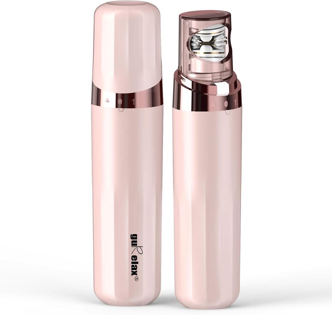 Gurelax Hair Removal Epilator for Women, Facial Epilator Hair Remover, Plucker for Face, Chin, LED Light Epilation System, 18 Carat Gold Plated Head, All Ages and Skin Types,with Brush, Pouch, Pink