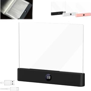 LED Reading Light, Rechargeable Clear Flat Book Light with 3 Colors & Timer, Dimmable Book Lights for Reading at Night, Doodleable Panel Plate Lamp Full Page Lights, for Book Lovers (Black)