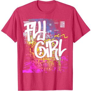 Fly Girl 80s 90s Rap B-Girl Old School Hip Hop Graffiti T-Shirt (Small)