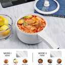 1.5L Electric Hot Pot with Steamer, Ceramic Non-Stick, Portable Travel Cooker for Ramen/Steak/Fried Rice/Soup/Egg with Dual Power Control