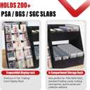 5-Tier Trading Card Display,Large Capacity Card Display Stand with 8-Row Storage & 8 Stoppers + Dividers,Wooden Graded Card Display Holds 200+ PSA BGS SGC Slabs for Sports Card and Game Card Collection
