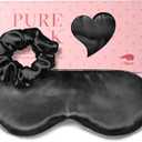 LitBear 100% Pure Silk Sleep Mask, 22 Momme 6A Mulberry Silk Fabric and Filling, Total Light Blocking Eye Mask Sleeping for Women, Men, Side Sleepers, Includes Travel Pouch and Scrunchie  