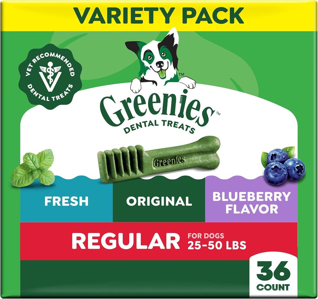 Greenies Dental Care Dog Treats, Large Size, 36 Oz. Variety Pack, 3 Flavors by GREENIES