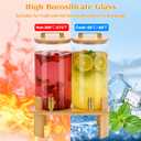1.5 Gallon Glass Drink Dispensers for Parties, 2 PCS Beverage Dispenser With Wood Stand,Vertical Stripes Glass Lemonade Dispenser with Airtight Valve and Stainless Steel Spigot for Lemonade,Juice, Tea