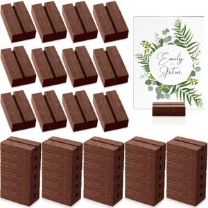 Roowest 50 Pcs Wood Place Card Holder 2 Inch Rustic Table Number Holders Stands Wooden Sign stand Photo Card Display for Wedding Party Birthday Retail Shop Office Pictures Menu Decorations