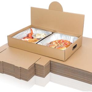 35 Pack Pop-up Catering Box 22 x 13.5 x 3.5 Inch Kraft Corrugated Full Pan Catering Box Secure Stackable Food Delivery Container Bakery Storage Boxes for Party Theaters Stadiums