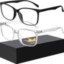 hunsquer Blue Light Glasses for Women Blue Light Blocking Glasses Men Computer Gaming Blue Screen Glasses Mens Blue Light Blocker Glasses (1black+transparent)