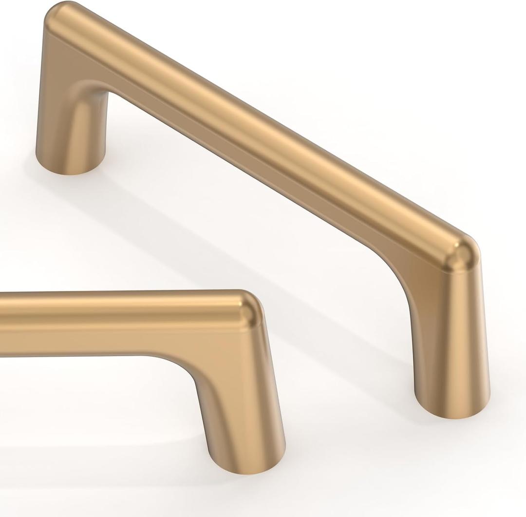 10 Pack Champagne Bronze Cabinet Pulls 3 Inch(76mm) Kitchen Cabinet Handles Solid Zinc Alloy Cabinet Hardware Drawer Pulls