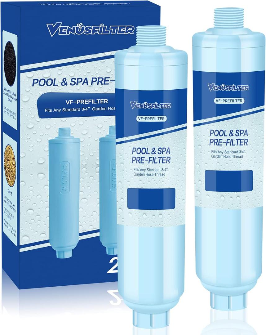 Garden Hose Filter for Filling Hot Tub, Pool, Spa, Greatly Reduces Sediment, Chlorine, Heavy Metals and Odors, Standard 3/4" Garden Hose Thread (2 pack)