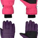 Geyoga 2 Pairs Kids Ski Gloves Waterproof Winter Mittens Warm Gloves Snow Mittens for Children (1 - 3 Years, Purple and Deep Pink)