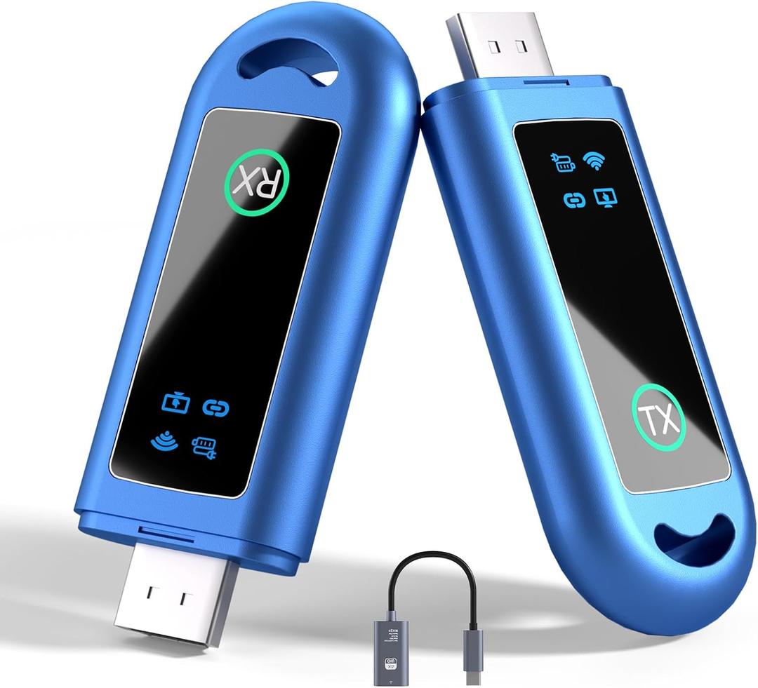 Blue HDMI Wireless Transmitter and Receiver with LED Screen, 2.4G/5G HDMI Extender Kit, Heat Dissipation and Easy-to-Carry Design, 30m/100ft Range, for PC/DV/HDTV/Projector/TV Box Blue HDMI Wireless Transmitter and Receiver with LED Screen, 2.4G/5G HDMI Extender Kit, Heat Dissipation and Easy-to-Carry Design, 30m/100ft Range, for PC/DV/HDTV/Projector/TV Box