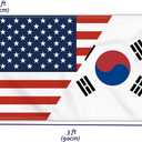 23 FT Korea America Friendship Flag,Medium 6090CM 150D Korean USA Outdoor Banner,Double Side Printing American Decor For Patio Garden With Brass Gromment