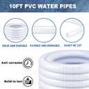 Frienda 10ft 2" Dia Pond Tubing Clear Flexible PVC Pipe Swimming Pool Replacement Hose Long Corrugated Non Kink Drainage Hose with White Helix Reinforced Tube for Pool Spas Garden Ponds Aquariums