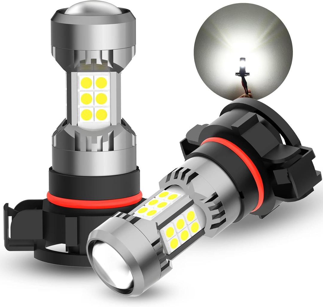 PHINLION 2504 PSX24W 12276 LED Fog Light Bulbs, 3200 Lumens Super Bright, 6000K Xenon White, 3030 30 SMD Chips, DRL Replacement Lamps for Cars, Trucks, SUVs, Pack of 2