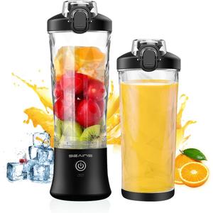 Portable Blender with 20 Oz Travel Cup, 6 Blades, USB Rechargeable for Shakes, Smoothies, Gym, Kitchen and Outdoors (Black)